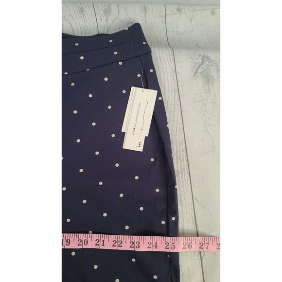 Joe B 3X Pull On Capri Pants Blue Cream Polka Dot Criss Cross Open Ankle Stretch - Picture 5 of 9